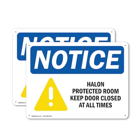 Signmission Halon Protected Room Keep Door Closed, 10 in W x Rectangle, Plastic OS-2PACK-NS-P-710-L-15776
